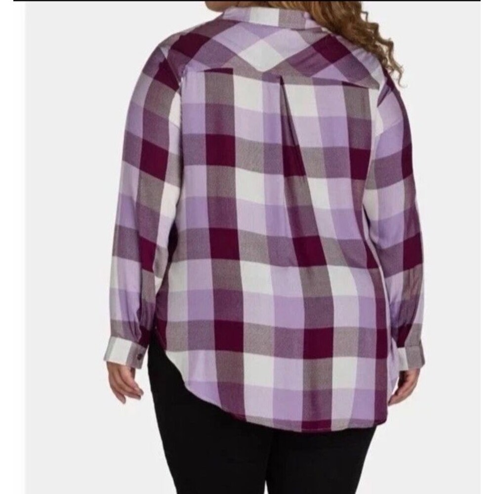 Terra &‎ Sky Women's Plus Size 3X Purple Plaid Button Down Shirt - Picture 7 of 16